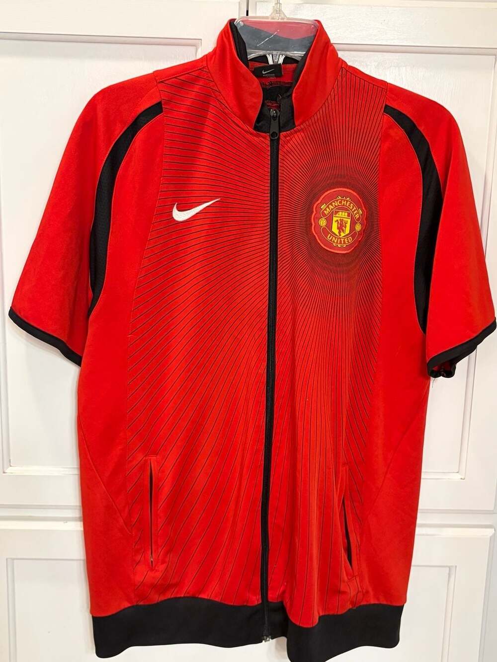Nike Manchester United Full Zip Short Sleeve Track Jacket Red Black Soccer